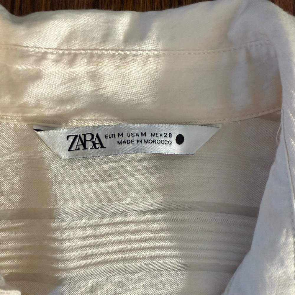 Zara Cream Textured Button Down - image 4